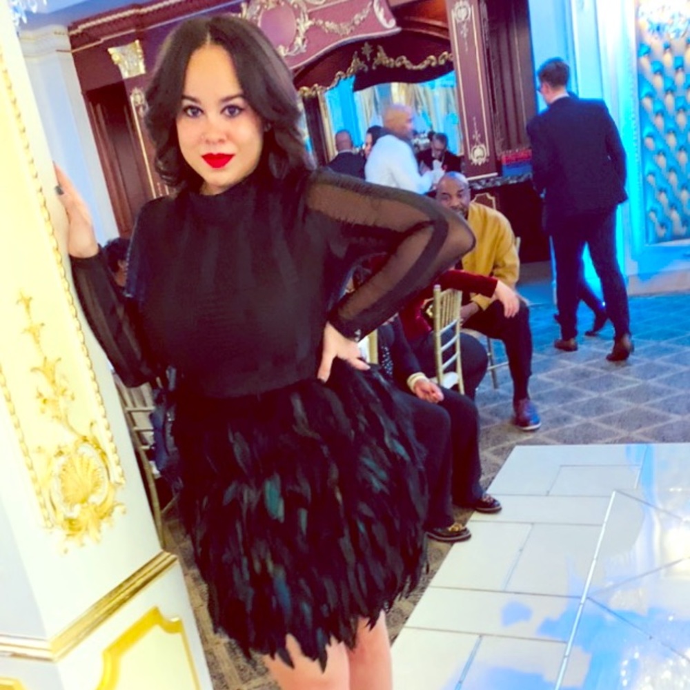 Boohoo feather dress